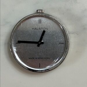 Halston Silver Dial Watch Face with Black Hands
